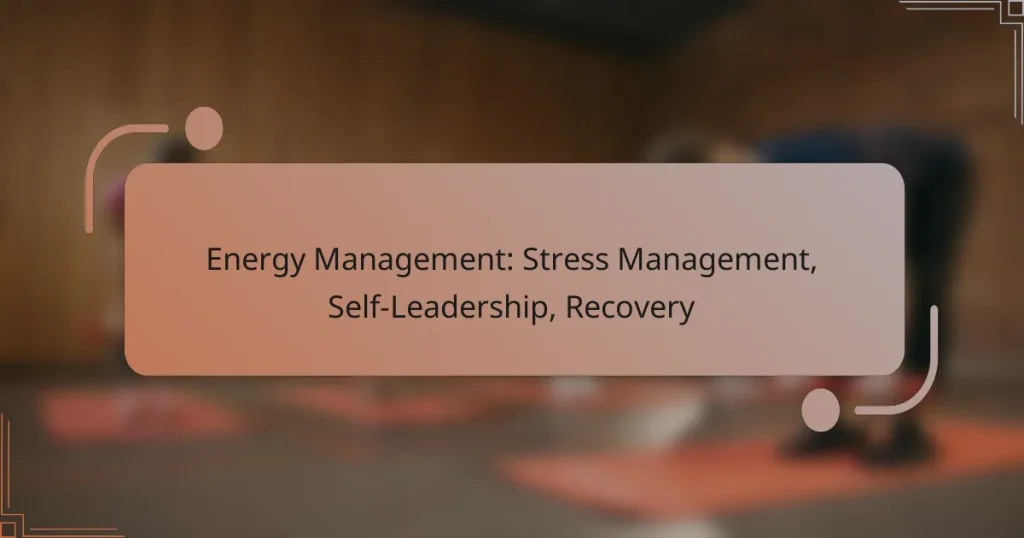 Energy Management: Stress Management, Self-Leadership, Recovery