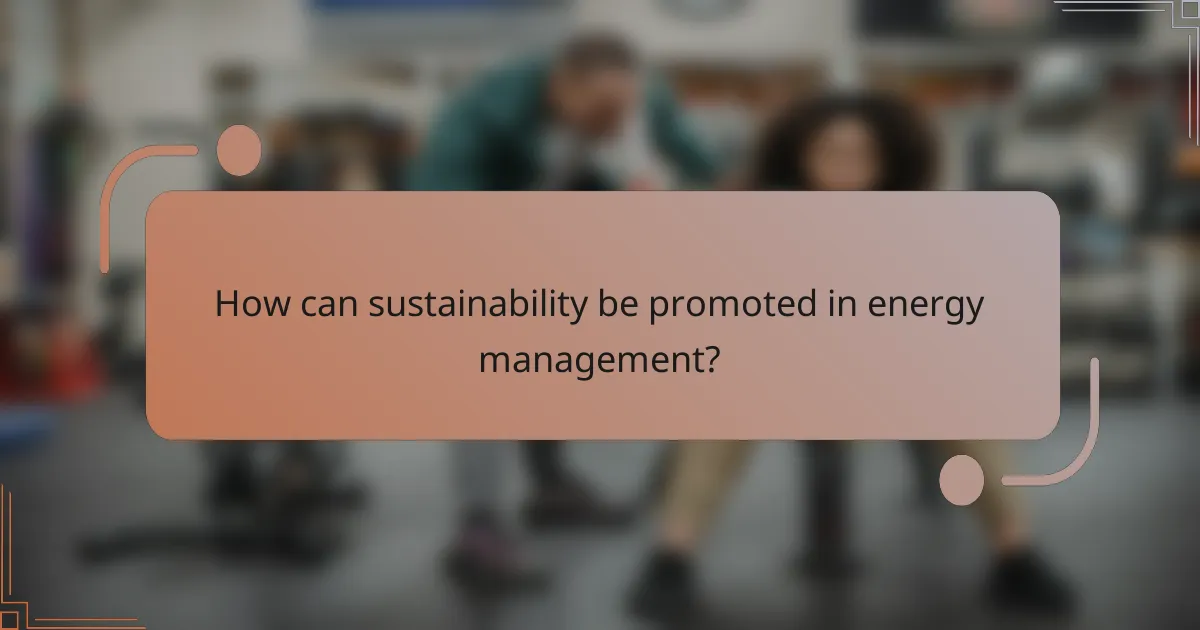 How can sustainability be promoted in energy management?