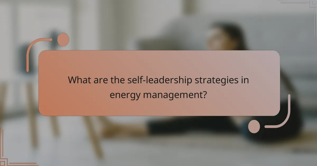What are the self-leadership strategies in energy management?